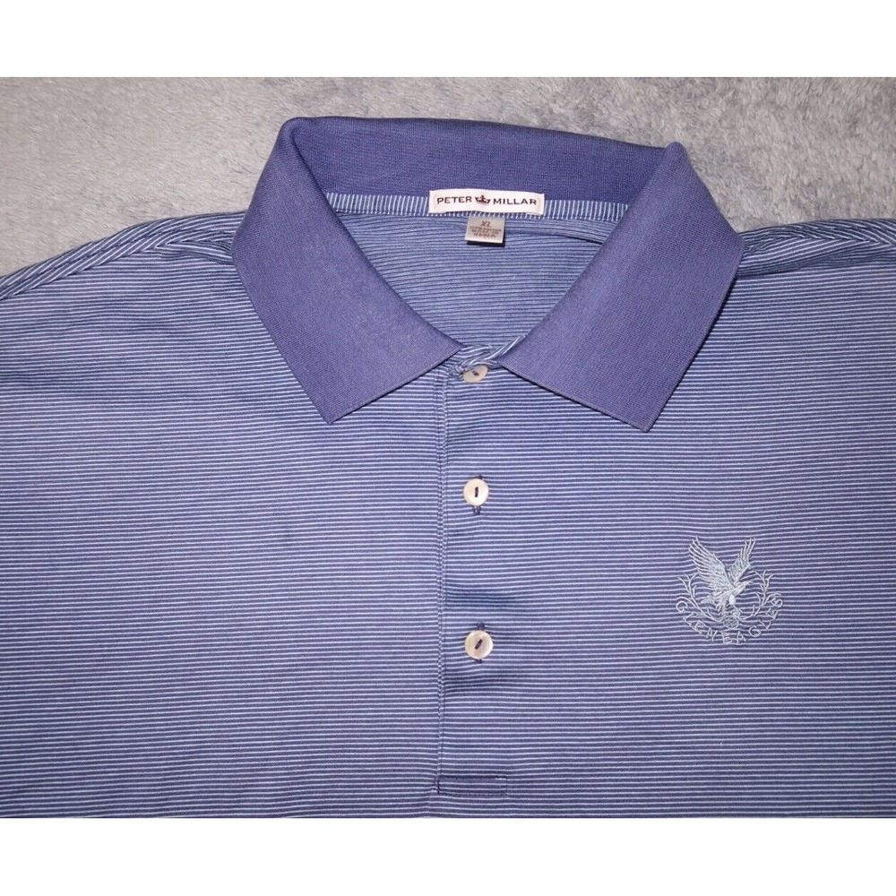 VTG Peter Millar Men's XL Short Sleeve Gleneagles Embroidered Striped Shirt